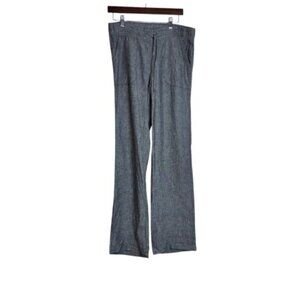 Athleta Women’s 8T Grey Pants Linen Pockets Drawstring Waist Flare Leisure